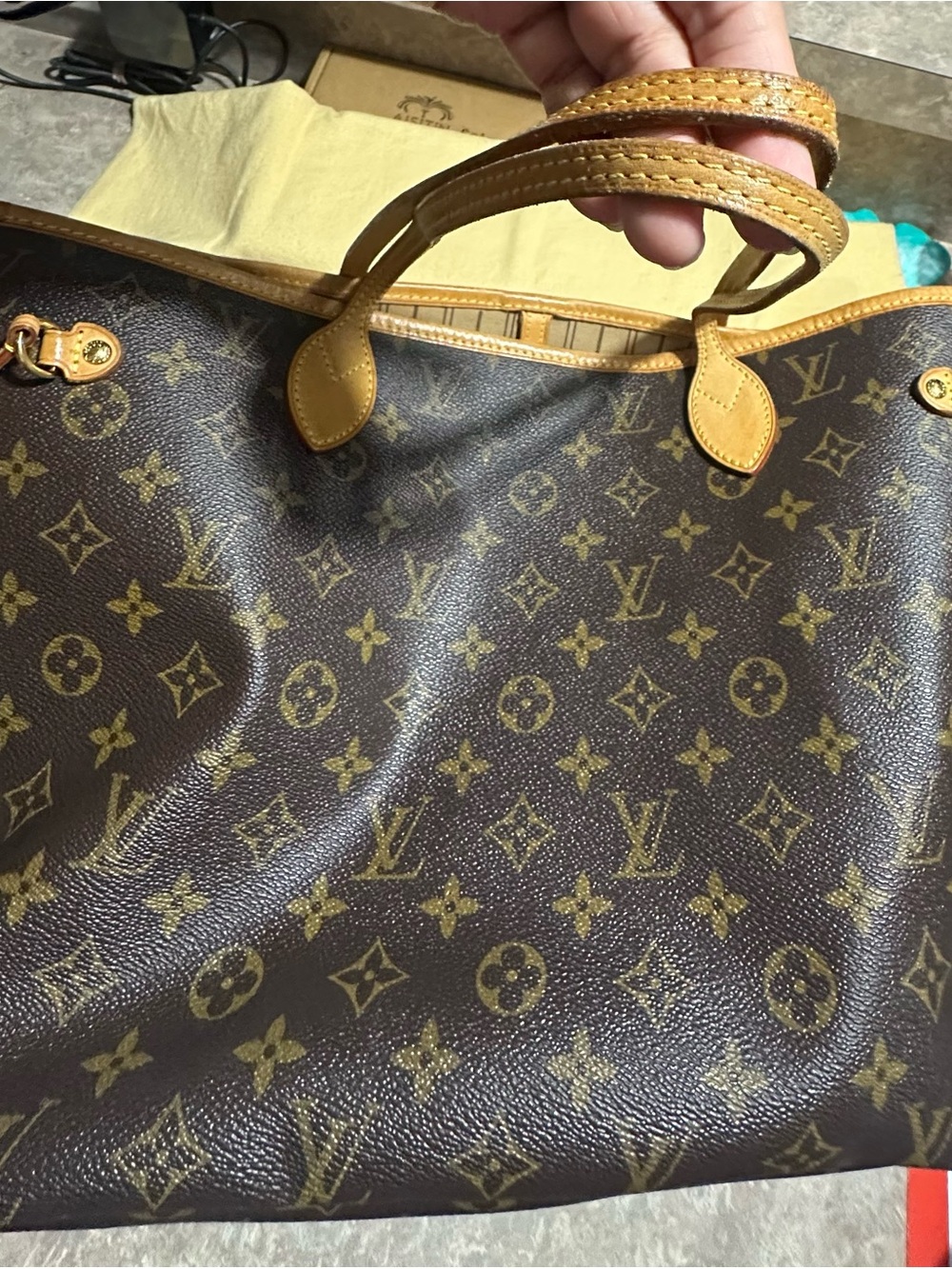 Louis Vuitton Brown Monogram Tote with Tan Trim - Picture 3 of 7